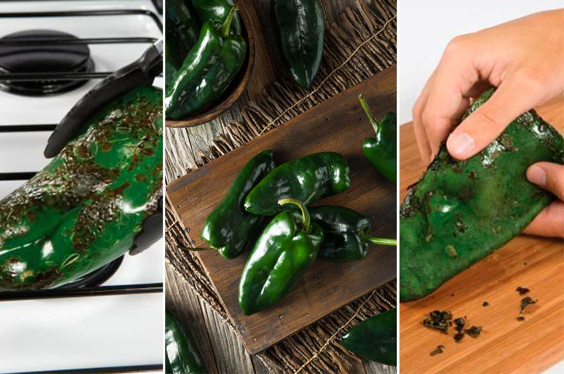 Formas para pelar chiles poblanos fácilmente en menos de 10 minutos. La manera más práctica para preparar chiles para rellenar.
