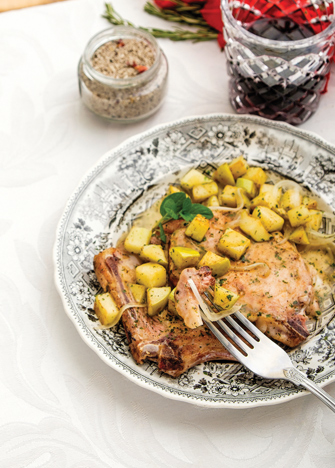 chuletas con cerveza y manzana