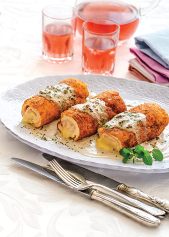 pechugas cordon bleu con salsa de champiñones