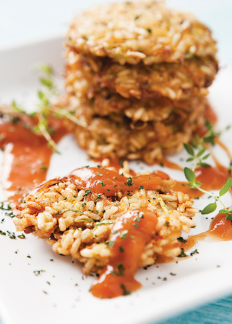 tortitas de arroz con salsa