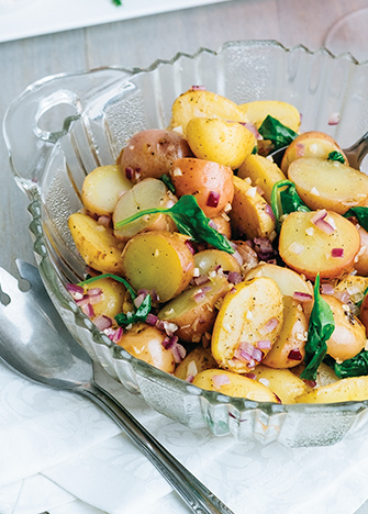 Ensalada de papas cambray y espinacas