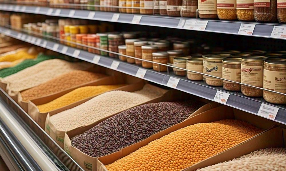 Granos y cereales en lista de supermercado