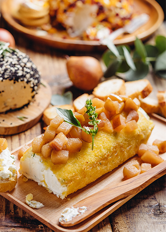 queso frito con manzana