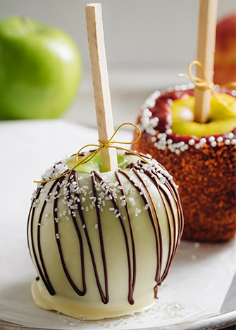 manzana cubierta con chocolate blanco