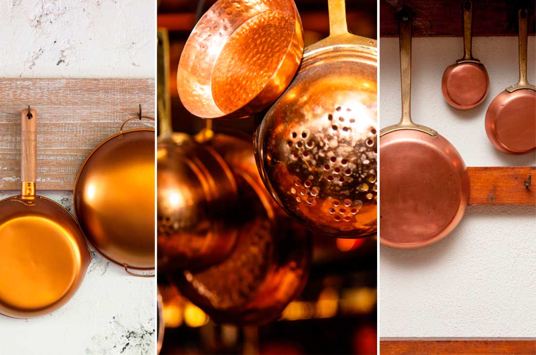 El cobre como un excelente conductor de calor será ideal para cocinar, ¿por qué no desempolvar y usar sartenes y ollas de cobre para cocinar? ¡Los amarás!