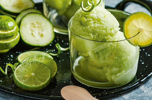 Receta de Nieve de pepino, menta y limón