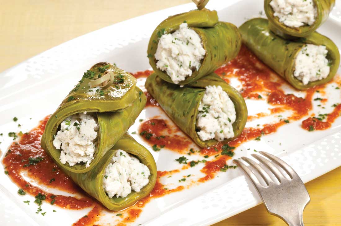 Receta de nopales asados rellenos de requesón - Recetas vegetarianas