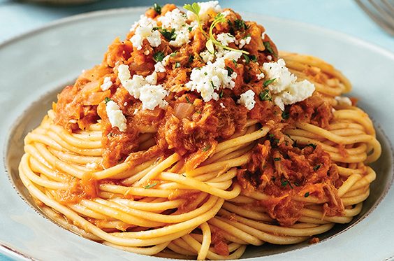 Receta de Espagueti a la boloñesa de atún
