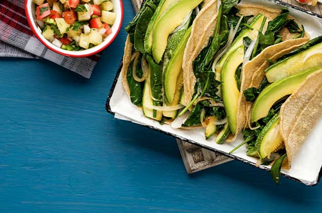 Tacos de espinacas y calabazas