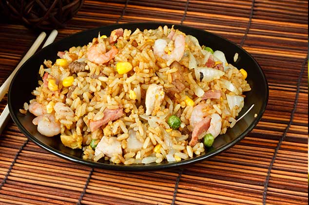 Receta arroz frito con camarones