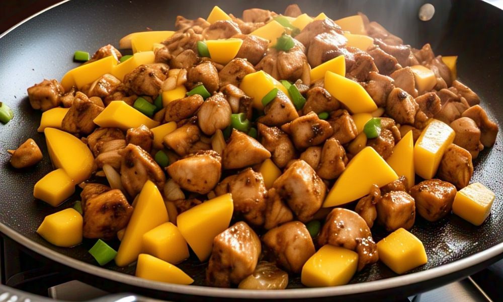 Receta de salteado agridulce de pollo y mango