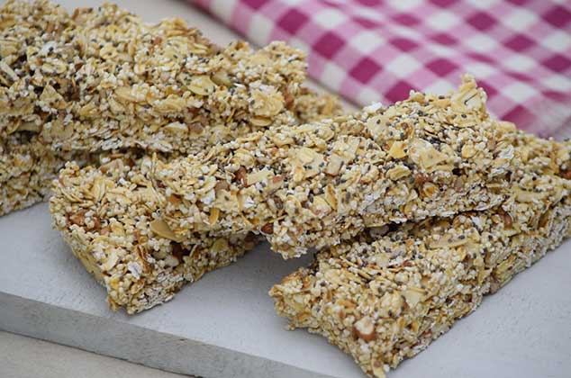 Barritas de avena, amaranto y chía