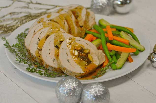 Lomo relleno con salsa de cerveza