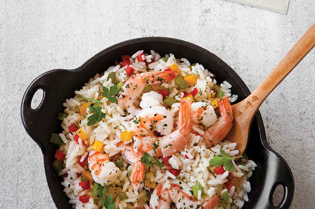 Cómo hacer arroz blanco con camarones