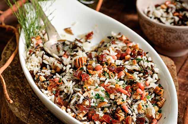 Ensalada tibia de arroz y nueces