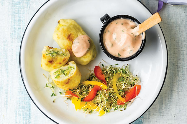 Cómo hacer Croquetas de papa con salsa de yogurt