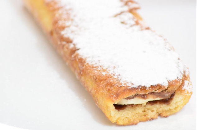 Receta de Pan francés relleno de nutella y plátano