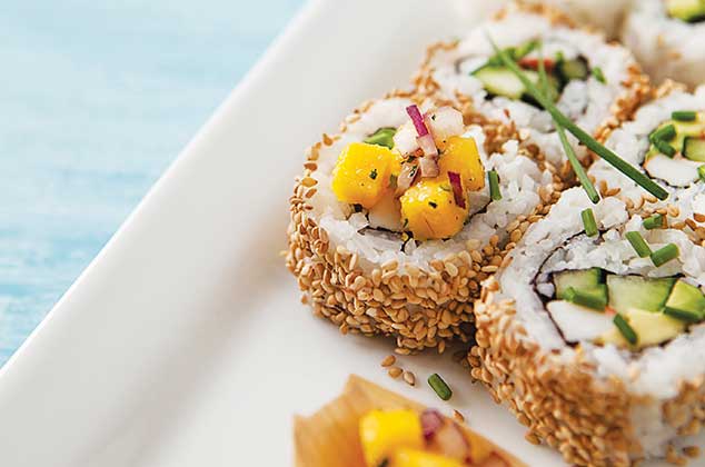 Receta de Sushi con salsa de mango