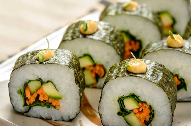 sushi vegetariano receta facil