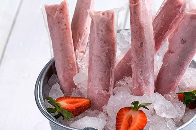 Congeladas de yogurt con fresa | Receta de congeladas de sabores