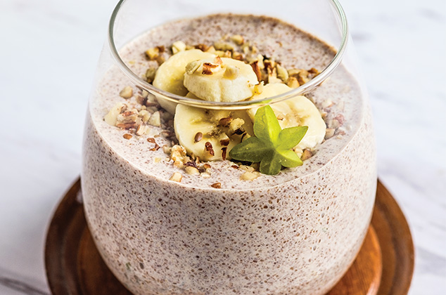 Receta de Pudín de linaza con leche de arroz y plátano | Desayuno saludable