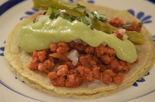 Tacos de chorizo de soya