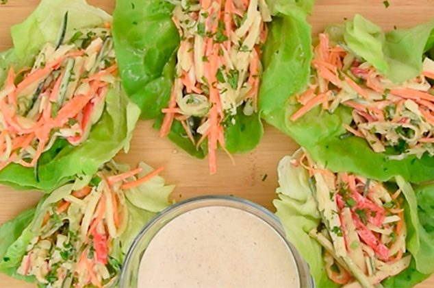 Receta ligera de Tacos de lechuga con surimi