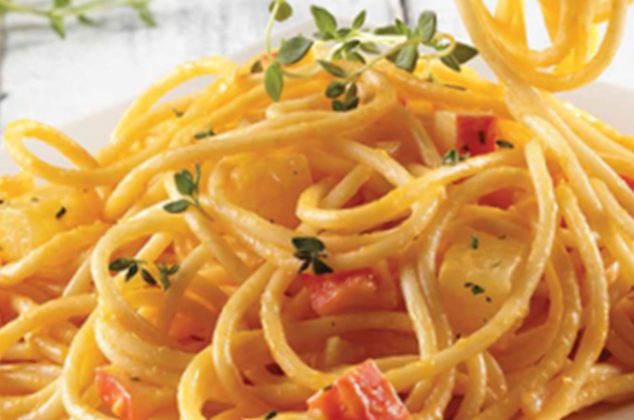 Receta de Espagueti con surimi y piña