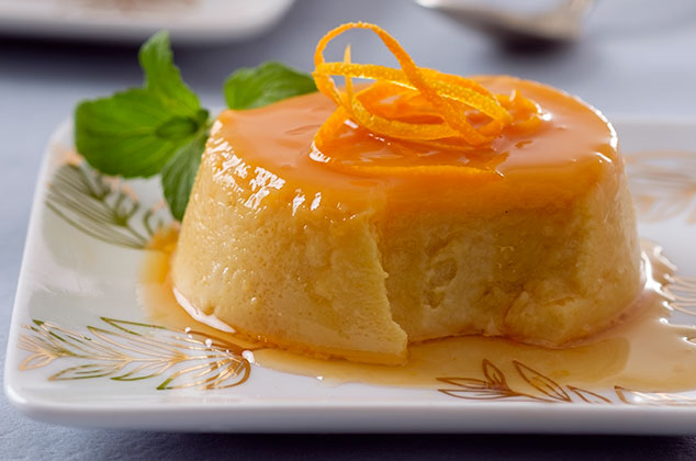 Flan de naranja y leche condensada