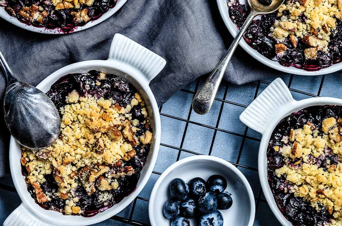 Crumble de blueberries con nuez