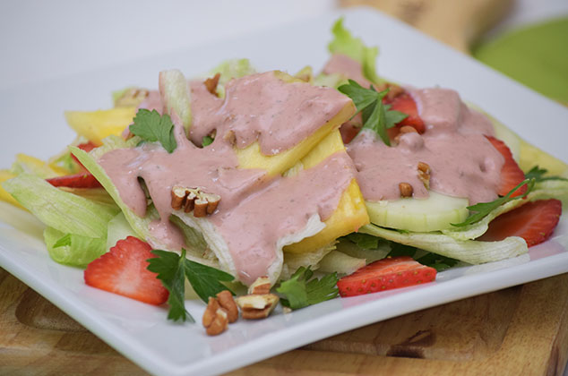 Aderezo de fresa con pepitas para ensaladas