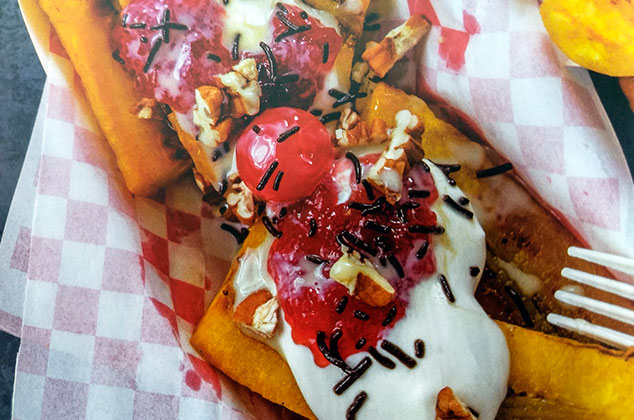 Platanos fritos con crema