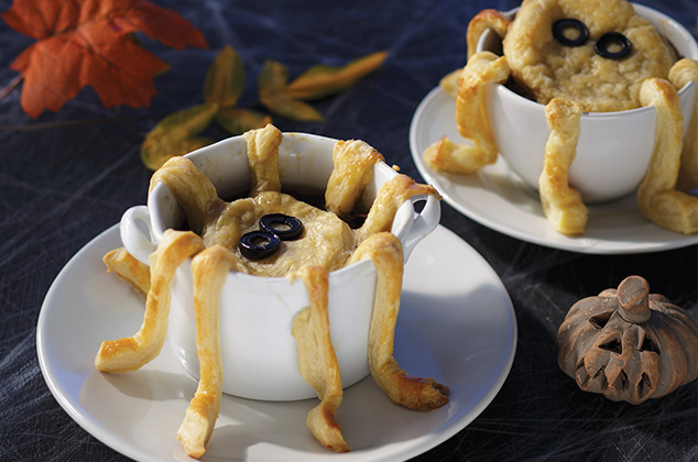 Receta de Araña horneada con sopa de champiñones para Halloween