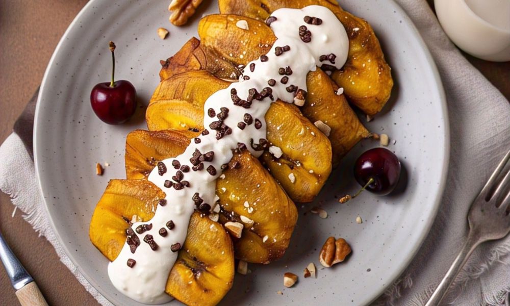 Plátanos fritos con crema