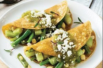 Enchiladas de tinga vegetariana en salsa verde