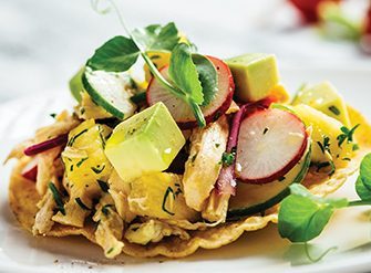 Tostadas de pico de gallo tropical