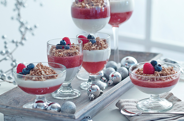 Gelatina de frutos rojos con crema de queso