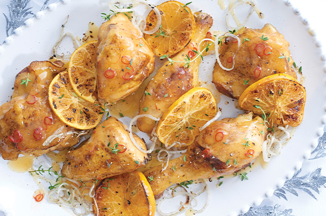 Pollo rostizado con naranja y salsa de soya