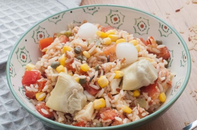 Ensalada tibia de arroz con carne de res, ¡en 4 sencillos pasos!