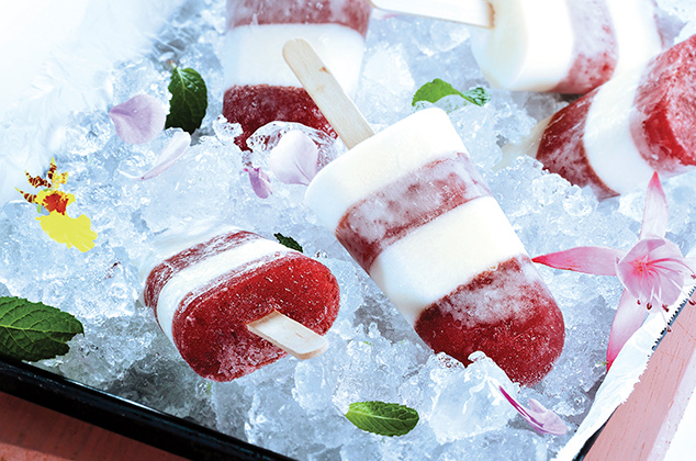 Paletas de yogur y arándanos