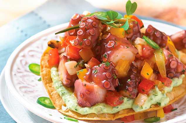 Tostadas de ceviche de pulpo