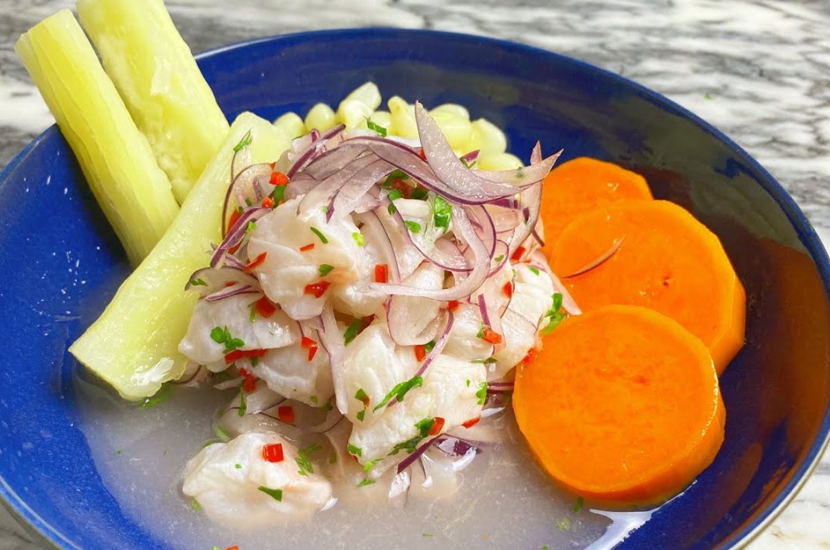 ceviche de huachinango y camote