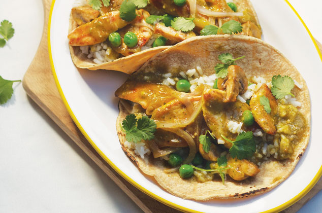 Fajitas de pollo con champiñones caseras