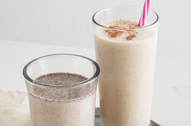 Licuados energéticos de coco y avena y de plátano y dátiles