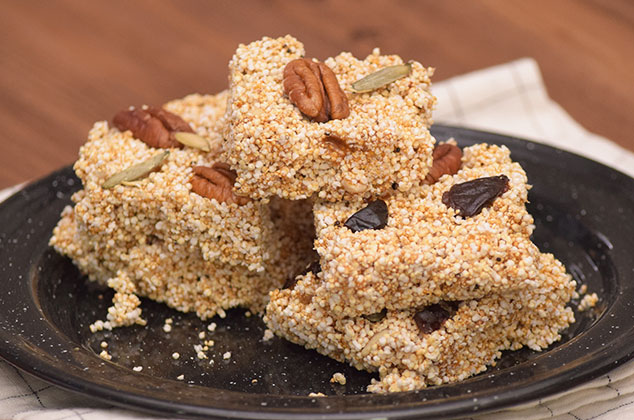 Receta de Alegrías de amaranto con nueces y pasas