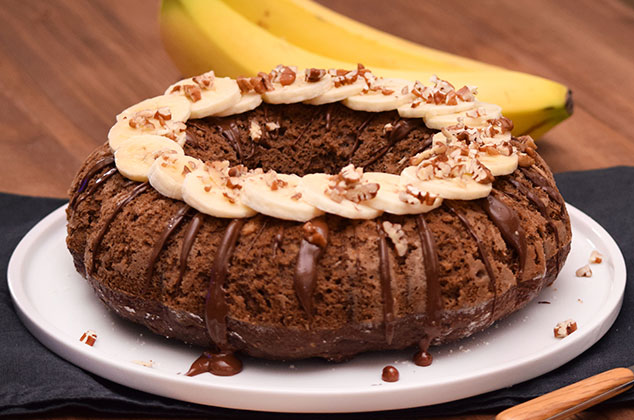 Rosca de cacao con plátano, ¡ligera y saludable!