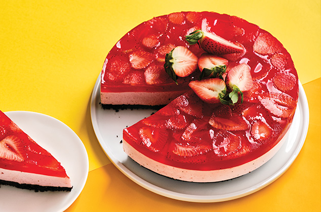 Cheesecake con gelatina de fresa, ¡sin horno!