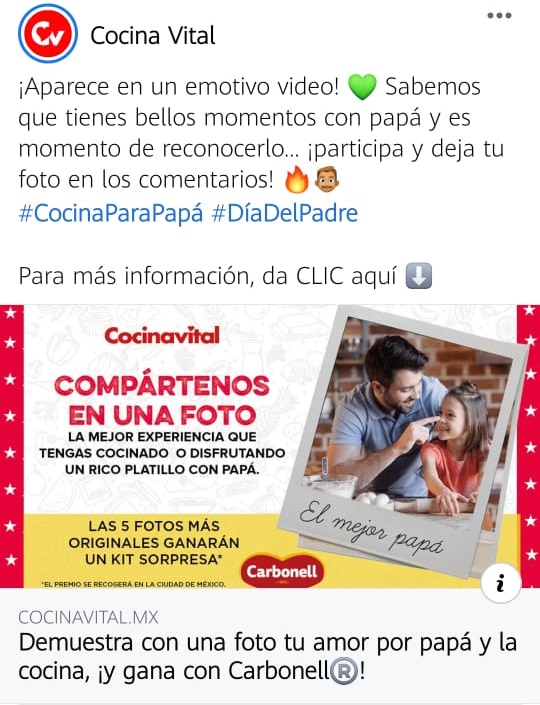 Demuestra con una foto tu amor por papá y la cocina, ¡y gana con Carbonell®! 0