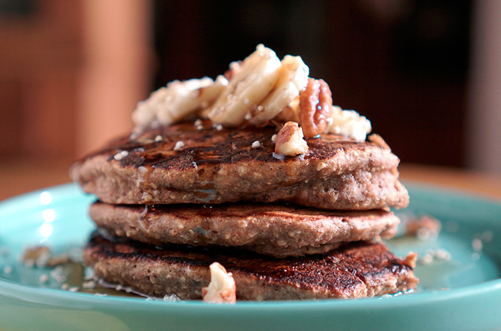 Receta de Hot cakes integrales de amaranto y plátano