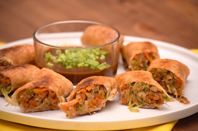 Rollitos primavera vegetarianos con tortillas de harina